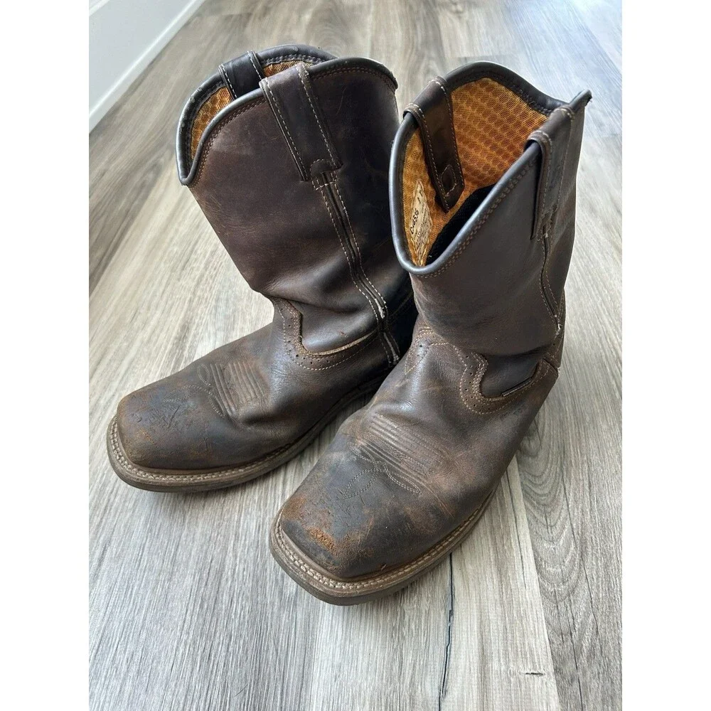 Carolina Men's Brown Leather Work Boots Square Toe Waterproof Composite Toe 9 D
